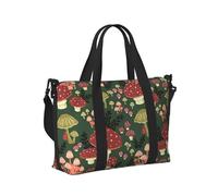 Bright Mushrooms Art Print Travel Hand Bag Lightweight Foldable Carry Tote for Weekend Trip Vacation Airplane