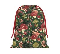 Bright Mushrooms Art Print Ultra Soft Plush Drawstring Gift Bag, Xmas Party Candy Treat Favors, Christmas Holiday Sacks, Wedding Jewelry Pouches