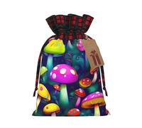 Bright Mushrooms Art Print Xmas Drawstring Gift Bag Wrapping Needs For Christmas Bags Holiday Party Favors