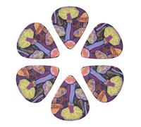Bright Mushrooms Art Printed Guitar Picks 6-Pack with Holder - 0.46mm Funny Guitar Picks for Acoustic Guitar, Electric Guitar, Bass Guitar