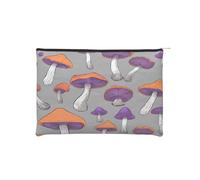 Bright Mushrooms Art Reusable Paper Cosmetic Bag Waterproof & Lightweight for Travel, School & Daily Use Full-Print Design Women, Students, Eco-Conscious
