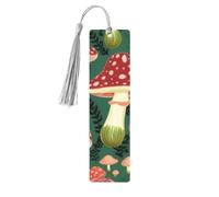 Bright Mushrooms Art Wooden Bookmark Craft Hanging Tags Ornaments Rectangular Bookmarks with Holes and Ropes