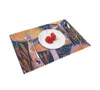Bright Mushrooms Print Heat Resistant Placemats Set of 4 | 45x30cm Polyester Table Mats for Dining Room Kitchen Decor