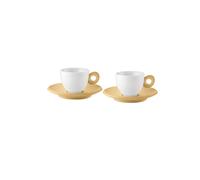 Bright mustard yellow SET OF 2 ESPRESSO CUPS WITH SAUCERS "EVERYDAY"