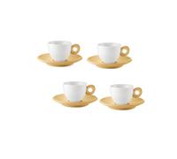 Bright mustard yellow SET OF 4 ESPRESSO CUPS WITH SAUCERS "EVERYDAY"