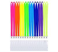 Bright Neon Lanyard With Anti-lost ID Holders, Durable Colorful Neon Lanyard for ID Badges (Multi8C-16P, 16 Pack), Multi8c-16p, 16 Pack