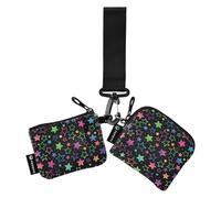 Bright Neon Stars Women's Change Wallet Card Cases Slim Portable Change Purse Wallet with Zipper Coin Pocket for Women Men 2 Packs, Bright Neon Stars, One Size