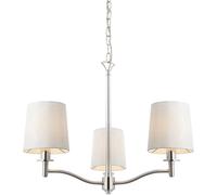 Bright Nickel 3 Light Ceiling Pendant Fitting & Vintage White Fabric Shades