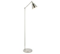 Loops Bright Nickel Standing Floor Lamp Light - White Inner Shade - Knurled Detailing in Metallics Loops Metallics