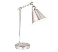 Bright Nickel Table Lamp Light - Satin White Inner Shade - Knurled Detailing