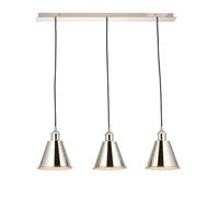 Bright Nickel Three Light Ceiling Pendant & White Inner Shade Knurled Detailing