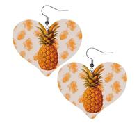 Bright orange pineapple Leather Earrings for Women Heart Earring Lightweight Dangle Earrings Jewelry Gifts
