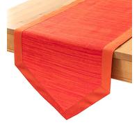 Bright Orange Round Table Runners (14x72 inch, Pack of 1) V-End Border | Fabric Lined | Properly Finished, No Fray Edges | for Home, Kitchen, Dining Room, Holiday, Wedding Party Décor