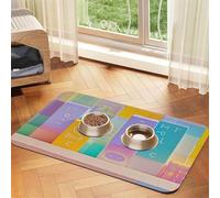 Bright Pastel Colors Dog Food Mats for Floors, 12x18 Inch Non-Slip Super Absorbent Pet Food Mat, Dishwasher Dog Mat for Food and Water, Cute Rubber Quick Dry Pet Feeding Mat for Dogs Puppy Cats