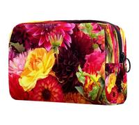 Bright Peony Flower Yellow Red Blooming Cosmetic Bag for Women, Travel Toiletries Bags Large Makeup Handy Pouch Organiser Bag with Zipper