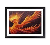 Bright Phoenix Bird Framed Print | A4 Black Framed Wall Art | Ready to Hang | Modern Nature Picture | Living Room Bedroom Lounge Office