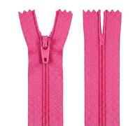 Bright Pink 16 Inch 40.6 cm Nylon Dressmaking Zip, Closed End, Size No #3, Auto Lock Pull, Standard Sewing & Craft Zipper - Perfect for Clothes, Bags, Cushions, Pockets & More - Giddy Square