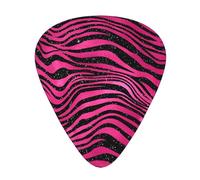 Bright Pink And Black Animal Print,12 Pcs Guitar Pick,3 Different Thickness Plectrums for Acoustic Guitar Bass Ukulele (0.46mm 0.96mm 0.71mm)