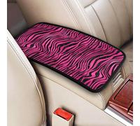 Bright Pink And Black Animal Print, Vehicle Center Console Armrest Cover Pad Soft Comfort Car Handrail Box Cushion Universal