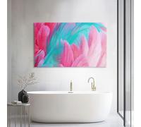 Bright Pink Animal Bird Feather Striped Premium Framed Wall Art Canvas Painting 140L x 70W cm, Modern Elegant Abstract Pictures for Office Meeting Room & Living Room Decor - Ready to Hang Gift