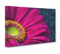 Bright Pink Gerbera Flower Canvas Print | Gallery Wrapped 30mm Frame Wall Art | 20x14 inches | Ready to Hang | Abstract Floral Picture | Living Room Bedroom Lounge Office
