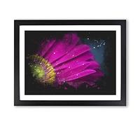 Bright Pink Gerbera Flower Paint Splash Modern Art Framed Print | A4 Black Framed Wall Art | Ready to Hang | Modern Floral Picture | Living Room Bedroom Lounge Office
