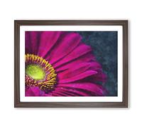 Bright Pink Gerbera Flower Painting Modern Art Framed Print | A4 Walnut Framed Wall Art | Ready to Hang | Modern Floral Picture | Living Room Bedroom Lounge Office