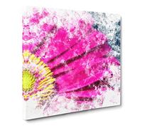 Bright Pink Gerbera Flower Watercolour Canvas Print | Gallery Wrapped 30mm Frame Wall Art | 20x20 inches | Ready to Hang | Modern Floral Picture | Living Room Bedroom Lounge Office