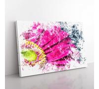 Bright Pink Gerbera Flower Watercolour Modern Canvas Wall Art Print Ready to Hang, Framed Picture for Living Room Bedroom Home Office Décor, 76x50 cm (30x20 Inch)