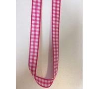 Bright Pink Gingham Check 10 mm Ribbon by Berisfords 2 Metre Lengths
