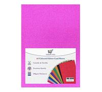 Bright Pink Glitter Sparkle Card A4 No Mess Glittery Craft Card Sheets 250gsm Glitter Paper for Crafts & Card Making Laser Printed Non Drop Glitter Sheet (3 Sheets)