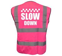 Bright Pink High Visibility Vest with White SLOW DOWN - HORSE RIDING By Brook Hi Vis Large