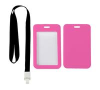 Bright Pink ID Card Holders with Black Lanyard, ID Holders, Vertical Cards Protector for Men, Vertical Name Badges Protector for Student, Paramedic Accessories Bus Driver Accessories