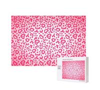 Bright Pink Leopard Skin Pattern,300 Pieces Wooden Jigsaw Family Game Jigsaw Puzzles for Adults Teens Home Decor