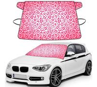 Bright Pink Leopard Skin Pattern, Car Windshield Cover, Protective Windscreen Cover - Snow Ice Sun UV Dust Water Resistant - Fit for Most Cars