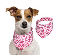 Bright Pink Leopard Skin Pattern,Dog Bandanas Cotton Pet Scarf Adjustable Bibs for Pet,M