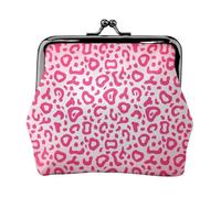 Bright Pink Leopard Skin Pattern, PU Leather Coin Purse, Small Wallets, Change Pouch with Kiss Lock Clasp Buckle, Change Purse