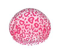 Bright Pink Leopard Skin Pattern,Shower Cap Nightcap Double Layer Waterproof Elastic Bath Cap Reusable Hair Cap