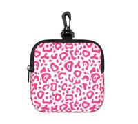 Bright Pink Leopard Skin Pattern, Square Zipper Storage Bag, Neoprene Coin Purse, Small Wallets, Change Pouch, Change Purse