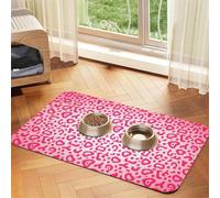 Bright Pink Leopard Skin Pattern,Waterproof Pet Feeding Mat,PU Leather Placemats for Cat Dog Water Bowl,Food Mats,40x60cm