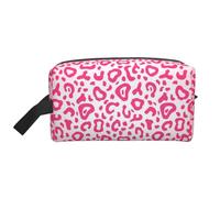 Bright Pink Leopard Skin PatternMakeup Trave Bag for Women,Cosmetic Large Capacity Organizer