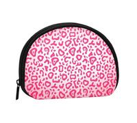 Bright Pink Leopard Skin PatternSmall Makeup Sanitary Napkin Storage Bag,Women's Cosmetic Coin Purse