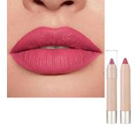 Bright Pink Lipstick Lip Liner, Rose Pink Matte Lip Stick 2 in 1 Set, Light Red Waterproof Lipliner, High Pigmented Lipsticks Lip Line Pencil Set, Hot Color Non-fading Gift for Women