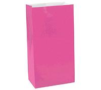 Bright Pink Mini Paper Bags- 12 Pack