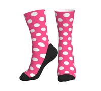 Bright Pink Polka Dot Print Crew Socks for Women Men, Novelty Funny Socks Unique for Girls boys