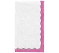 Bright Pink Premium Buffet Napkins, 8" x 4" (20-Pack) - Elegant White Napkins with Vibrant Pink Border, Perfect for Parties & Events
