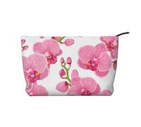 Bright Pink Purple Floral Pattern, Cosmetic Bag Corduroy Makeup Bag Portable Travel Toiletry Bag