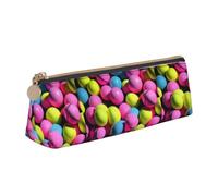 Bright Pink Tennis Balls Print Students Supplies Higher Capacity Pencil Pouch Pen Case School Travel Office Desk
