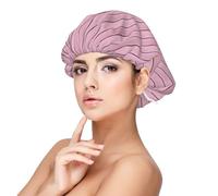 Bright Pink Wood Grain A Print Satin Silk Bonnet for Sleeping Women, Adjustable Double Layer Satin Hair Bonnet Night Sleep Cap for Curly Hair