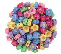 Bright Plastic Novelty Flower Bead Mix - DIY Craft Bracelets Necklaces - 60 Grams